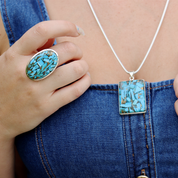 copper turquoise gemstone sterling silver gemstone pendant