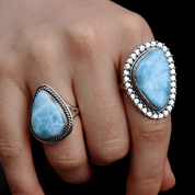 statement larimar sterling silver gemstone ring