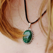oval malachite sterling silver gemstone pendant