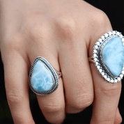 statement larimar sterling silver gemstone ring