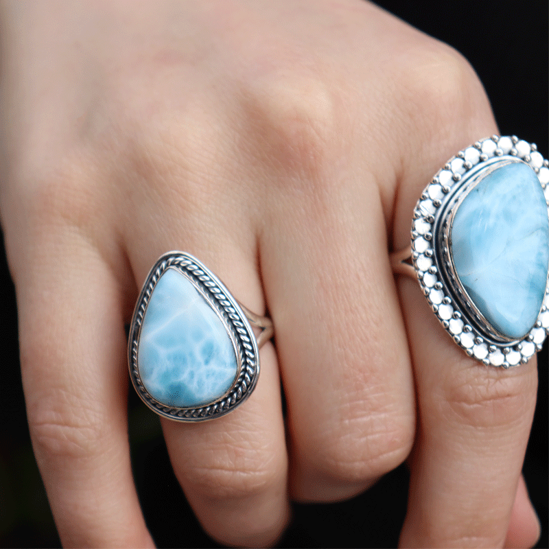 statement larimar sterling silver gemstone ring