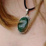 oval malachite sterling silver gemstone pendant