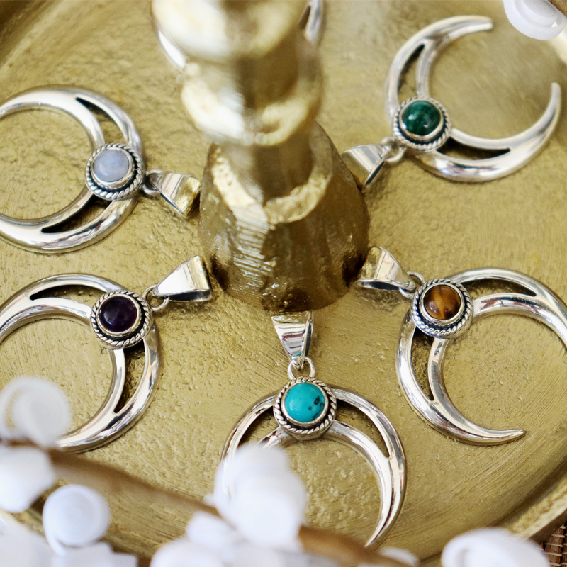 moon sapphire quartz sterling silver gemstone pendant