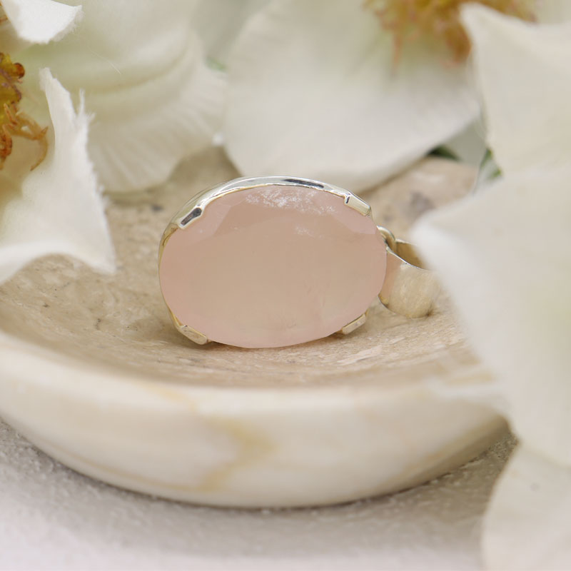 rose quartz oval sterling silver gemstone pendant