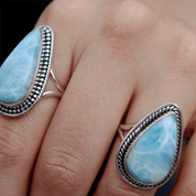 teardrop larimar sterling silver gemstone ring
