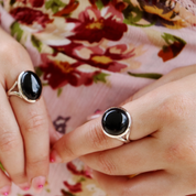 oval black onyx sterling silver gemstone ring