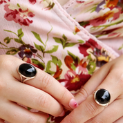 oval black onyx sterling silver gemstone ring