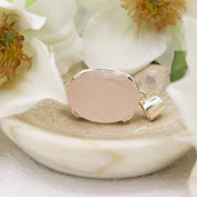 rose quartz oval sterling silver gemstone pendant