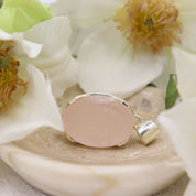 rose quartz oval sterling silver gemstone pendant
