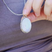 oval sterling silver moonstone gemstone pendant