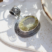 lemon quartz sterling silver gemstone pendant