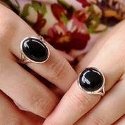 oval black onyx sterling silver gemstone ring