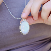 oval sterling silver moonstone gemstone pendant
