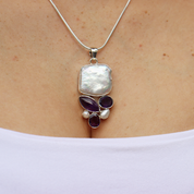biwa pearl amethyst sterling silver gemstone pendant
