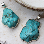 big turquoise sterling silver gemstone pendant