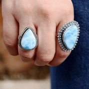 statement larimar sterling silver gemstone ring