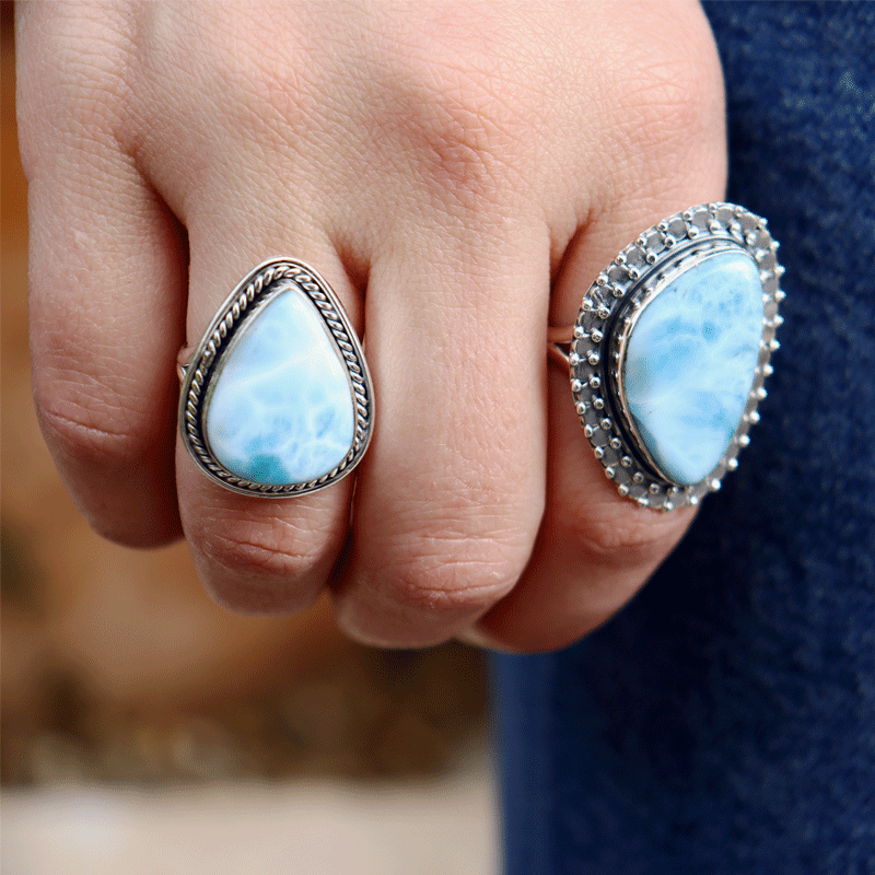 statement larimar sterling silver gemstone ring