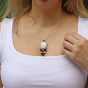 biwa pearl amethyst sterling silver gemstone pendant