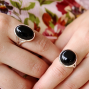 oval black onyx sterling silver gemstone ring