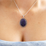 oval sapphire quartz sterling silver gemstone pendant