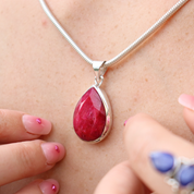 teardrop ruby quartz sterling silver pendant