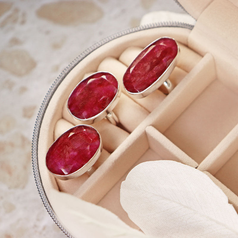 ruby quartz silver gemstone ring