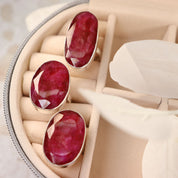 ruby quartz silver gemstone ring