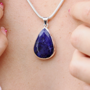 teardrop sapphire quartz sterling silver pendant