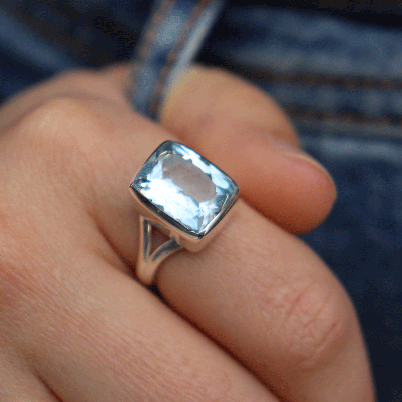 blue topaz sterling silver gemstone ring