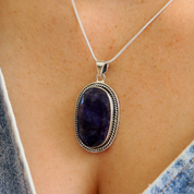 oval sapphire quartz sterling silver gemstone pendant
