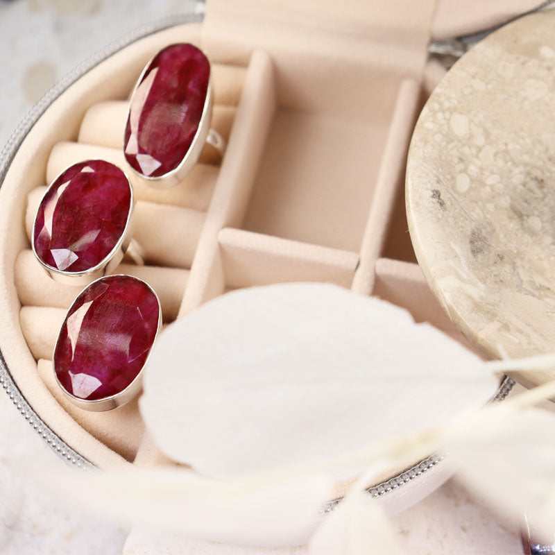 ruby quartz silver gemstone ring