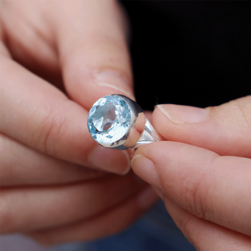 blue topaz sterling silver gemstone ring