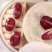ruby quartz silver gemstone ring