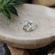 green amethyst sterling silver gemstone ring