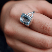 blue topaz sterling silver gemstone ring