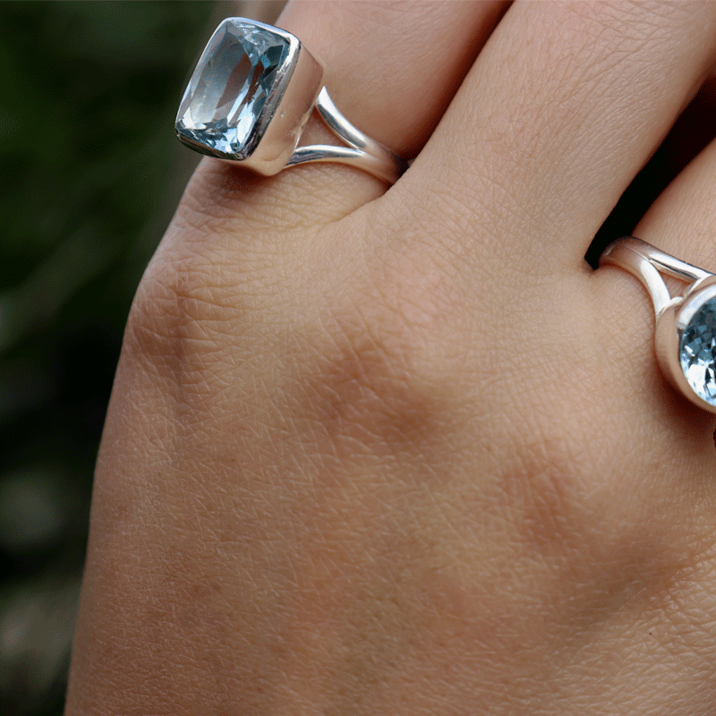 blue topaz sterling silver gemstone ring