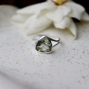 green amethyst sterling silver gemstone ring