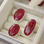 ruby quartz silver gemstone ring