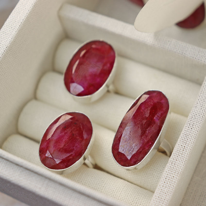 ruby quartz silver gemstone ring