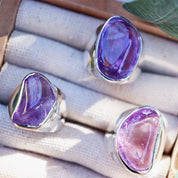 amethyst large silver gemstone ring