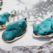big turquoise sterling silver gemstone pendant