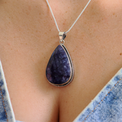 teardrop sapphire quartz sterling silver gemstone pendant