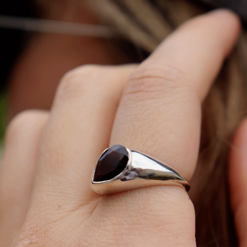 garnet gemstone sterling silver ring