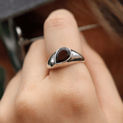 garnet gemstone sterling silver ring