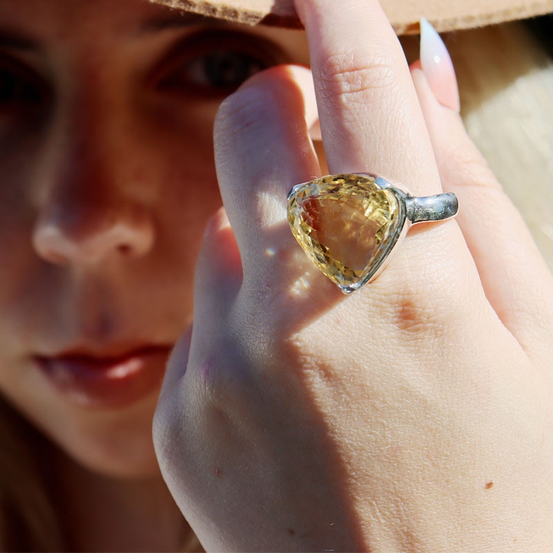 citrine silver gemstone ring