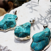 big turquoise sterling silver gemstone pendant