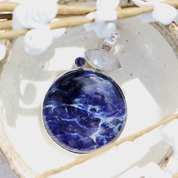 sodalite moonstone amethyst sterling silver gemstone pendant