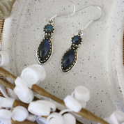 labradorite sterling silver gemstone drop earrings