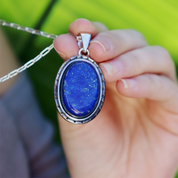 oval lapis lazuli sterling silver gemstone pendant