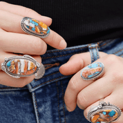 oyster turquoise sterling silver gemstone ring